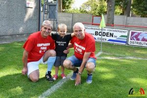 Vlnr Marc Meeusen, zijn kleinzoon Mats en Jef Van Gool