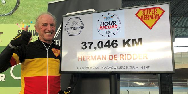 Herman De Ridder is de snelste 80-plusser op de fiets