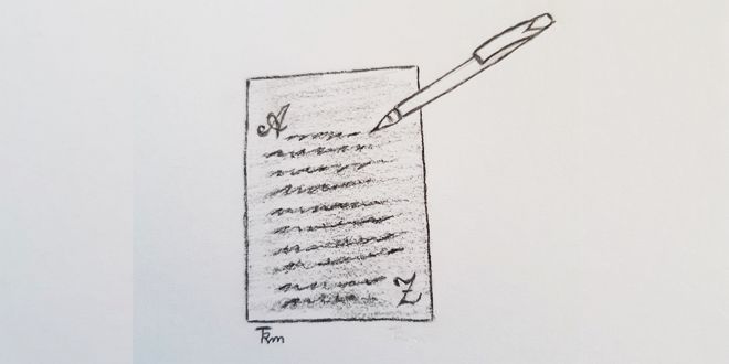 Rose Marie Timmermans - tekening bij gedicht - Mijn relatie met Pen en Papier