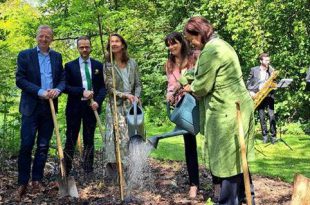 Ambassadeur Slovenië plant boom voor bijen in Arboretum Kalmthout