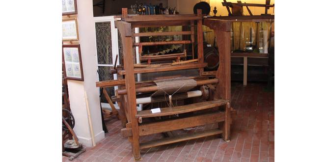Demonstratie weven in Poldermuseum Lillo