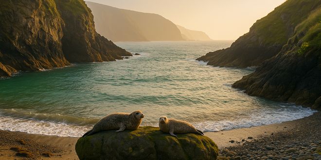 Vakantie Zuid-West-Wales - Zeehonden op rots in baai